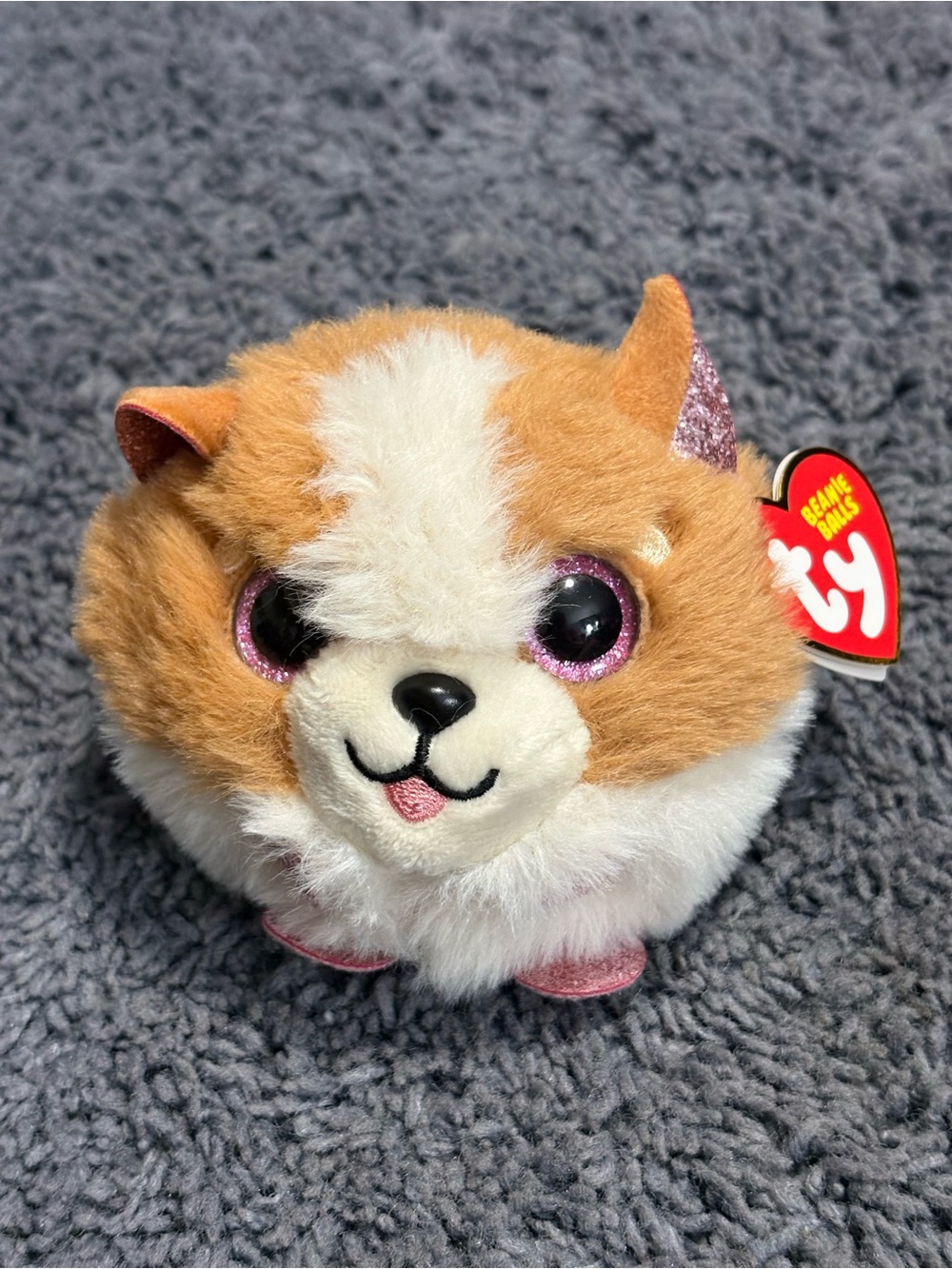 NWT Ty Beanie Balls brown and cream cat whose name is Tanner